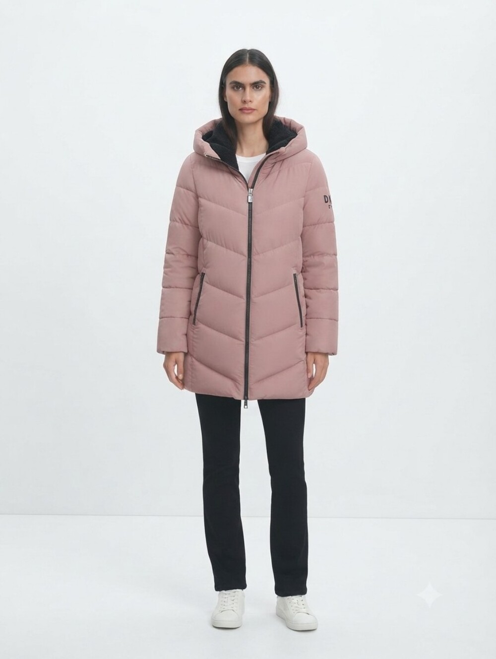 Women's Puffer Jacket with Hood - Pink